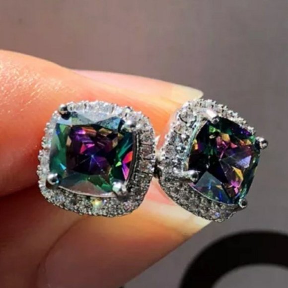 Jewelry - NEW  Mystic Topaz Diamond Stud Earrings